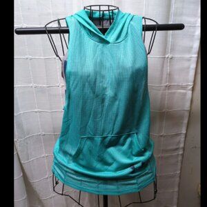 Under Armour Girl’s Heat Gear Blue/Gray Tank With Mesh Layer & Hood Size YL